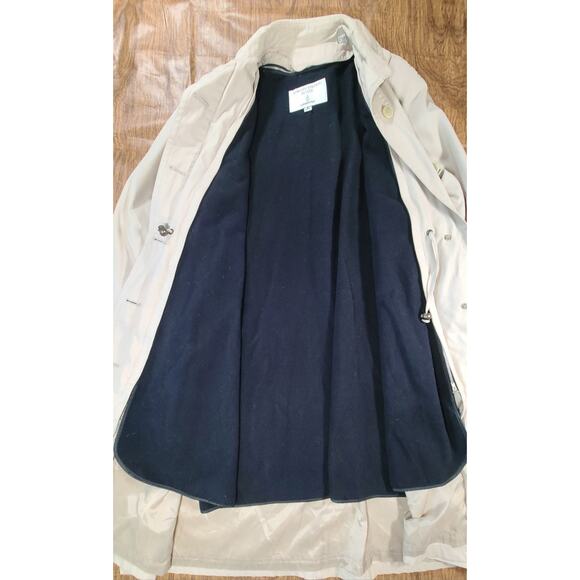 LONDON FOG Overcoat Trench Coat 8 Petite Removable Fleece Lining Tan - Picture 4 of 7